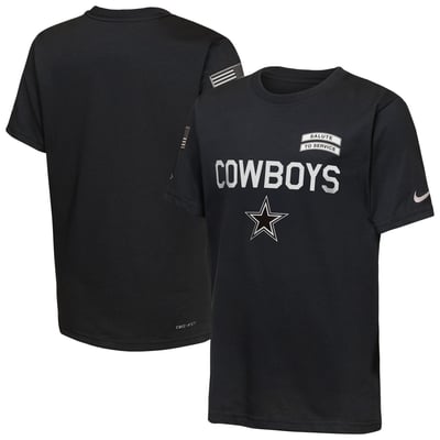  Dallas Cowboys Nike Youth 2026 Salute to Service Sideline Dri-FIT T-Shirt  - Black
