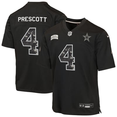 Dak Prescott Dallas Cowboys Nike Youth 2026 Salute to Service Game Jersey  - Black