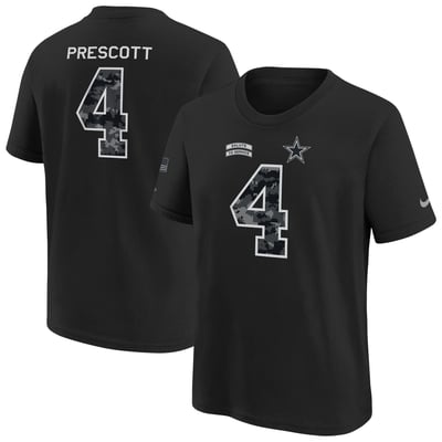 Dak Prescott Dallas Cowboys Nike Youth 2026 Salute to Service Name & Number T-Shirt - Black