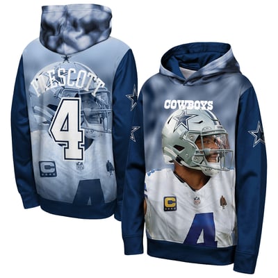 Dak Prescott Dallas Cowboys Outerstuff Youth Peak Performance Name & Number Hoodie - Navy