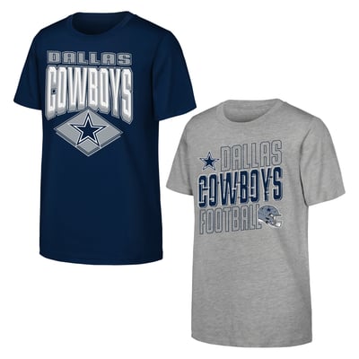 Dallas Cowboys Outerstuff Youth Trench Kings 2-Pack T-Shirt Set - Gray/Navy