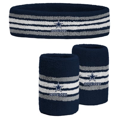  Dallas Cowboys PRO Compression Youth Team Stripe Three-Pack Headband and Wristbands Set - Navy