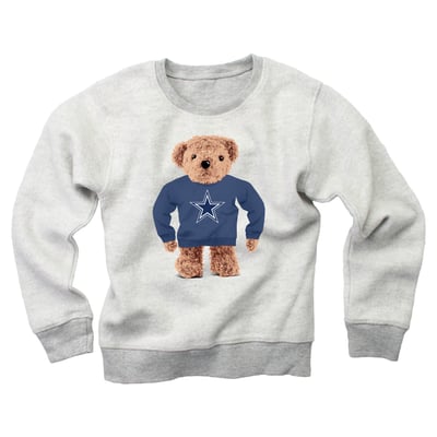 Dallas Cowboys Wes & Willy Youth Reverse Fleece Teddy Bear Sweatshirt - Gray