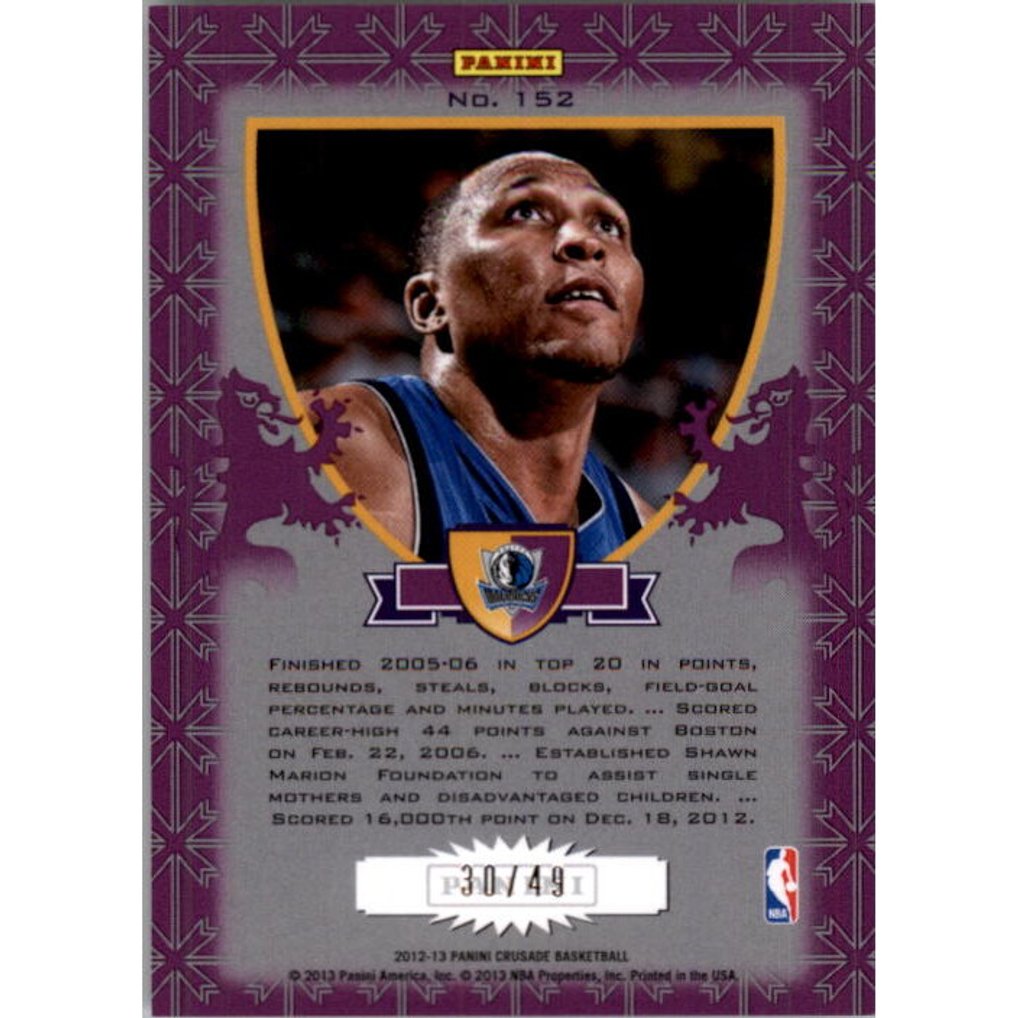 2012-13 Panini Crusade Insert Purple #152 Shawn Marion