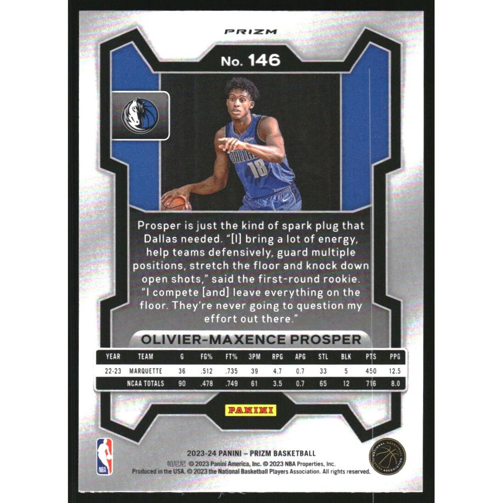 2023-24 Panini Prizm Prizms Ruby Wave #146 Olivier-Maxence Prosper