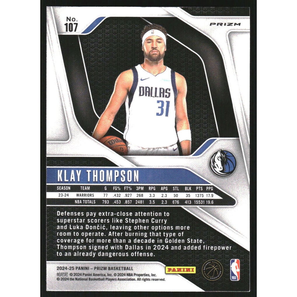 2024-25 Panini Prizm Prizms Red Ice #107 Klay Thompson