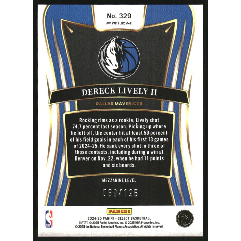 2024-25 Select White Prizms #329 Dereck Lively II