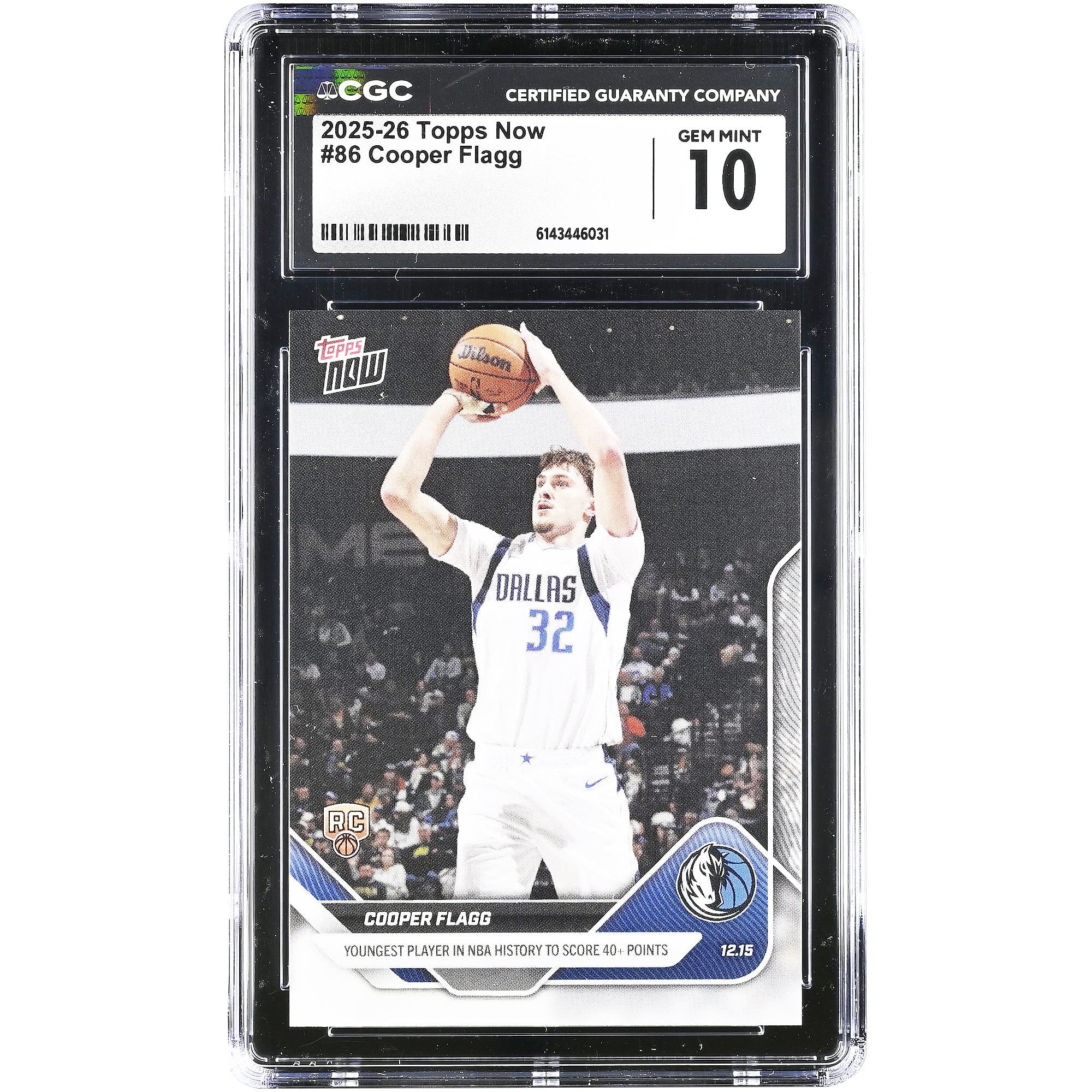 Cooper Flagg Dallas Mavericks 2025-26 Topps Now Youngest Player in 
