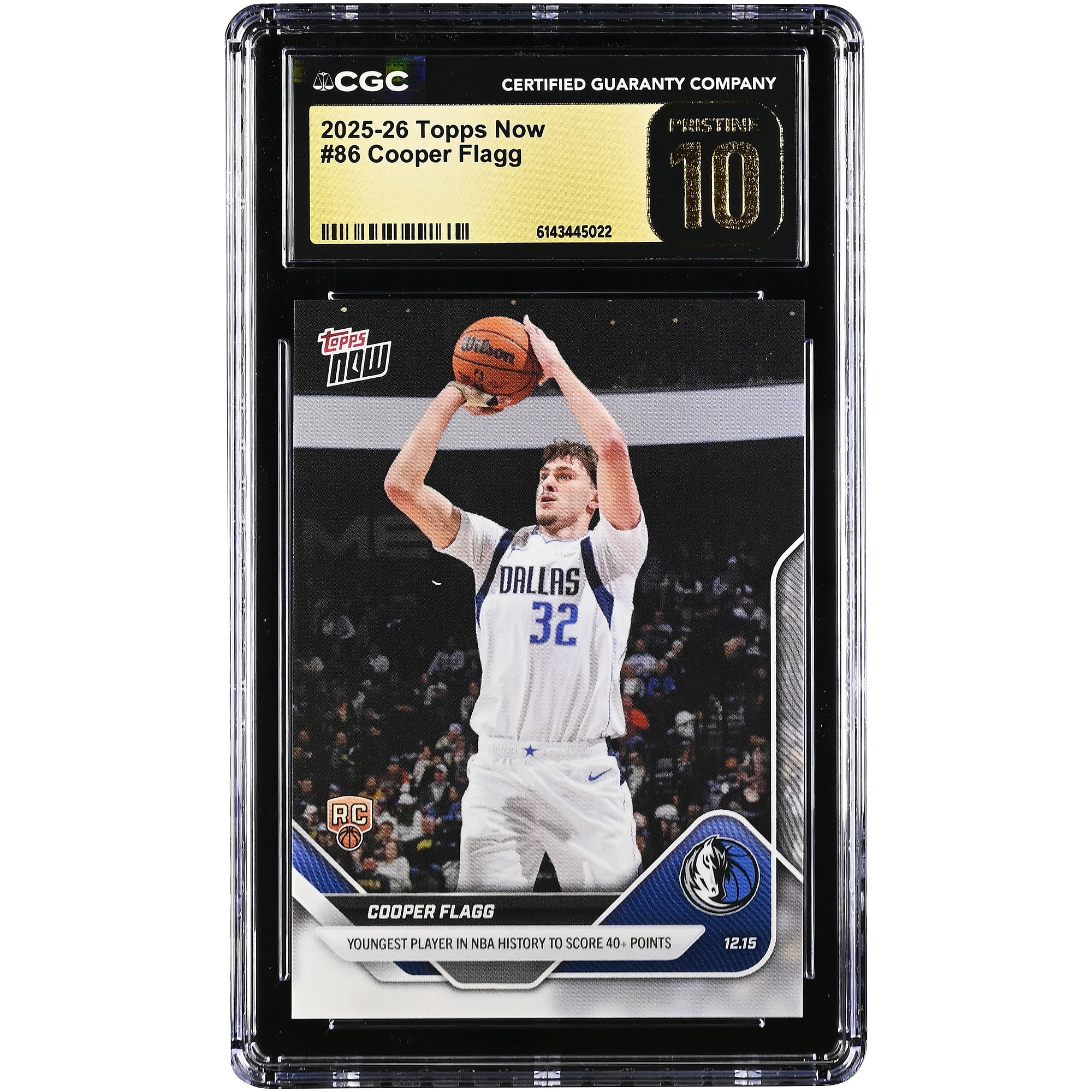 Cooper Flagg Dallas Mavericks 2025-26 Topps Now Youngest Player in 