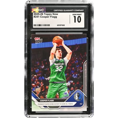 Cooper Flagg Dallas Mavericks 2025-26 Topps Now Youngest Player in NBA History to Score 50+ Points #241 CGC Authenticated 10 Rookie Card