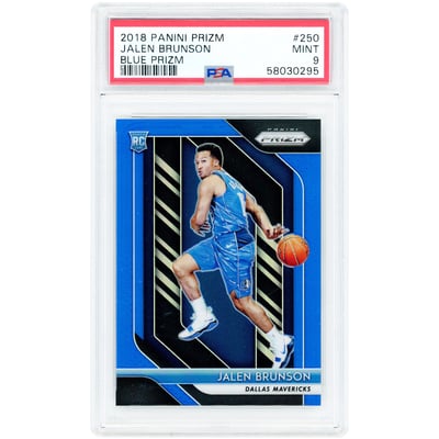 Jalen Brunson Dallas Mavericks 2018-19 Panini Prizm Blue Prizm #250 #151/199 PSA Authenticated 9 Rookie Card