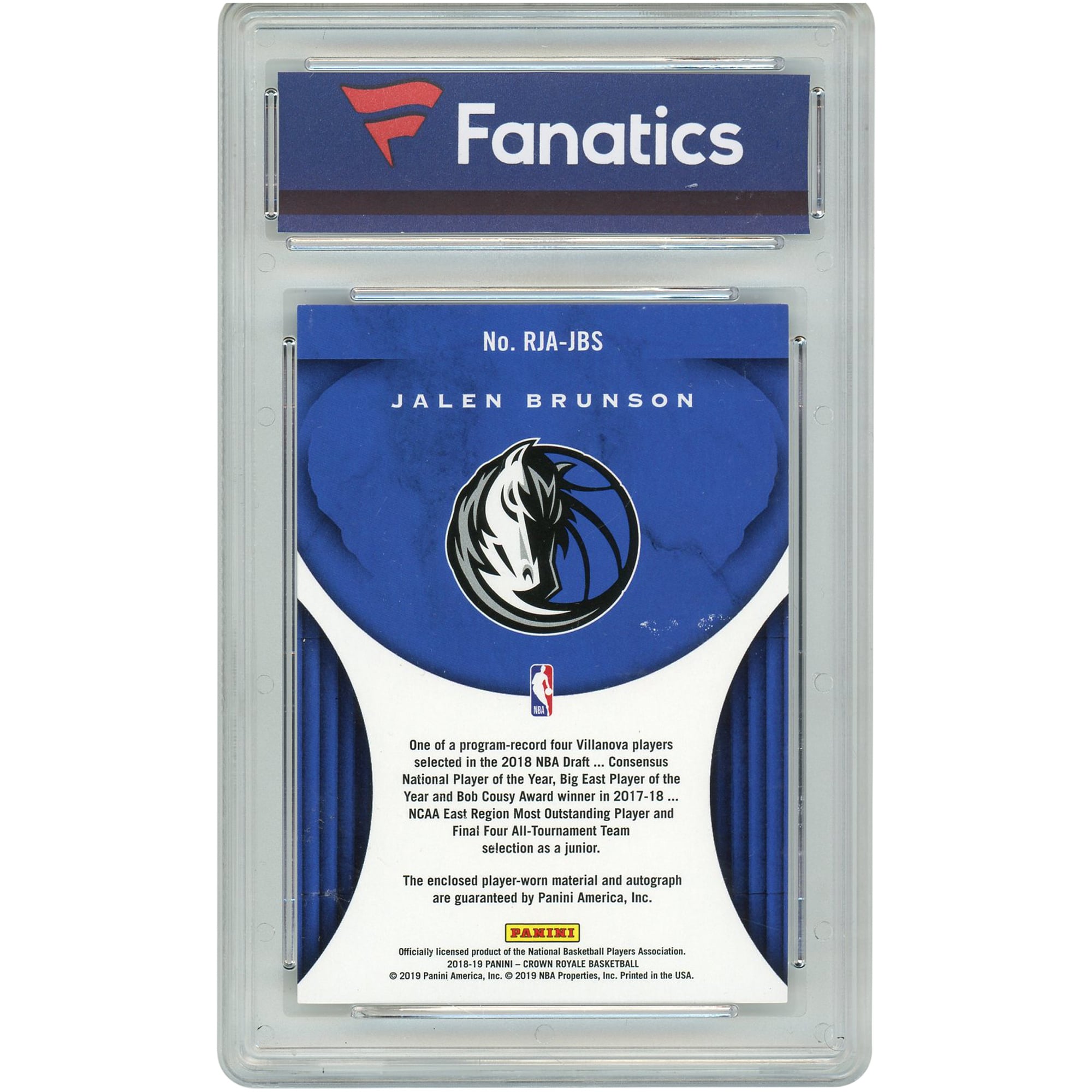 Autographed Dallas Mavericks Jalen Brunson 2018-19 Panini Crown