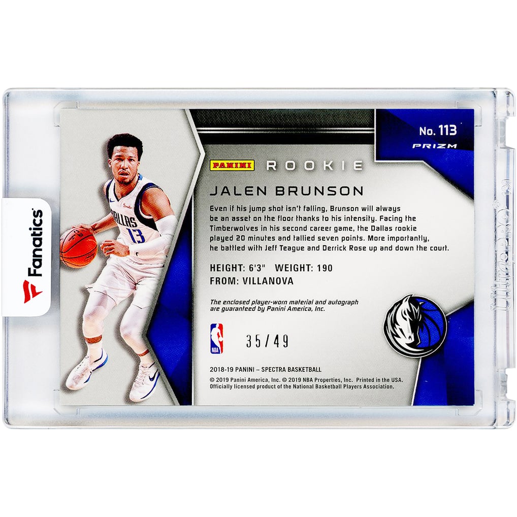 Jalen Brunson Dallas Mavericks Autographed 2018-19 Panini Spectra 
