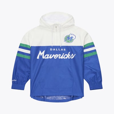  Dallas Mavericks Mitchell & Ness Head Coach Lightweight Anorak Half-Zip Windbreaker - Blue