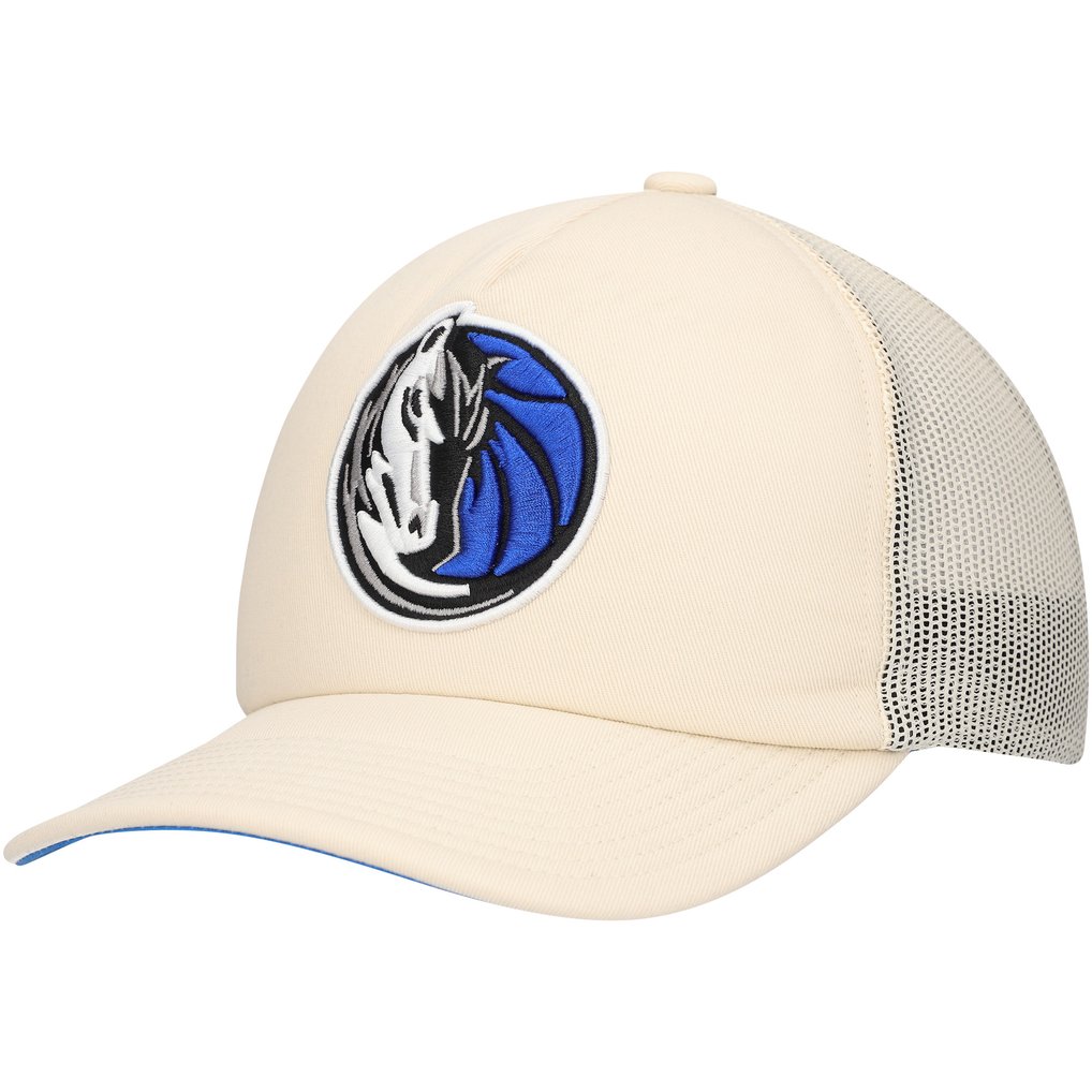 Dallas Mavericks Mitchell & Ness Trucker Adjustable Hat - Cream
