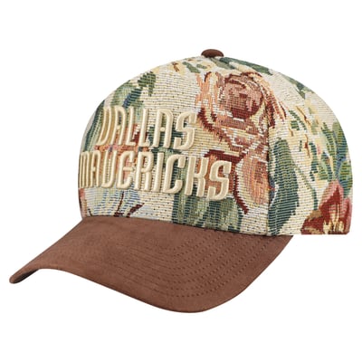 Dallas Mavericks Mitchell & Ness Tapestry Wordmark Pro Snapback Hat - Tan