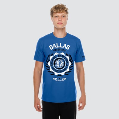  Dallas Mavericks New Era Laurel Crest Flocking T-Shirt - Blue