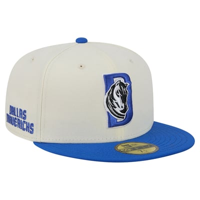 Dallas Mavericks New Era Deceptor 59FIFTY Fitted Hat - Cream/Blue