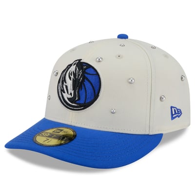 Dallas Mavericks New Era Pearl 59FIFTY Fitted Hat - Cream/Blue