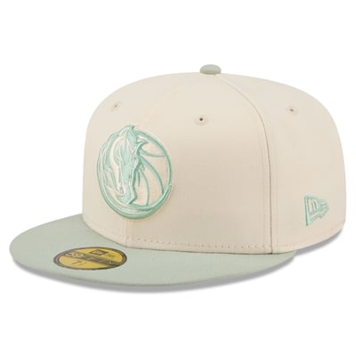 Dallas Mavericks New Era Color Pack 2-Tone 59FIFTY Fitted Hat - Cream/Light Green