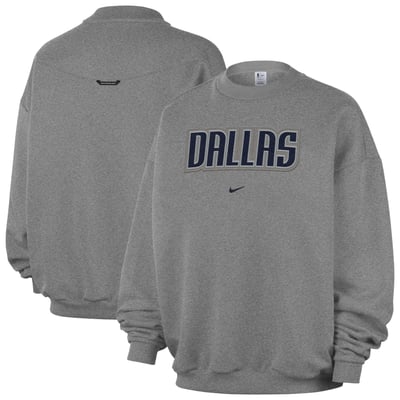  Dallas Mavericks Nike Standard Issue Wordmark Fleece Therma-Fit Sweatshirt - Dark Heather Gray