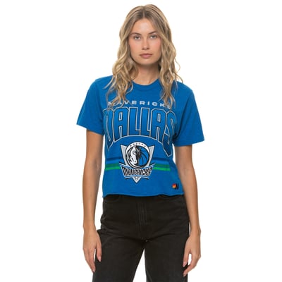 Dallas Mavericks Aviator Nation Women's Cropped Boyfriend Tri-Blend T-Shirt - Blue