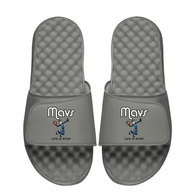  Dallas Mavericks ISlide Youth Life Is Good Slide Sandals - Gray
