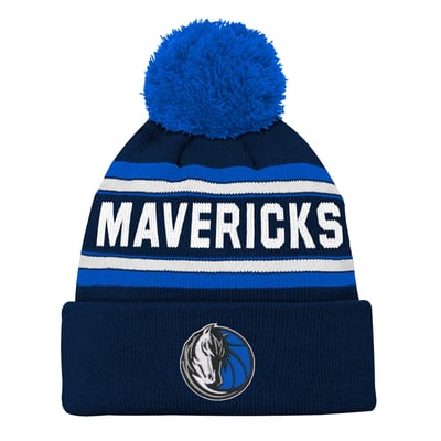  Dallas Mavericks Outerstuff Youth Backboard Jacquard Cuffed Knit Hat with Pom - Navy