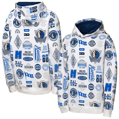 Dallas Mavericks Outerstuff Youth 3-and-D Allover Hoodie - White