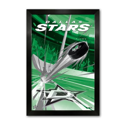 Dallas Stars 27" x 39" Framed Hockey Puck Blast Art Print