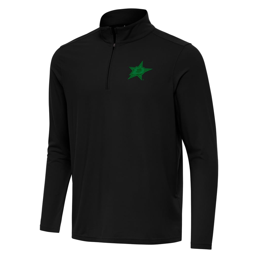  Dallas Stars Antigua St. Patrick Intent Quarter-Zip Pullover Top - Black