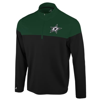 Dallas Stars Antigua Hinder Quarter-Zip Pullover - Black/Kelly Green