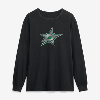 Dallas Stars  Metallic Mascot Long Sleeve T-Shirt - Black