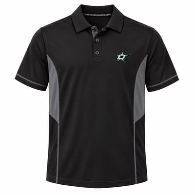 Dallas Stars Profile Big & Tall Color Block Panel Polo - Black/Charcoal