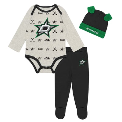  Dallas Stars Outerstuff Newborn Huddles and Giggles Three-Piece Set - Heathered Bone