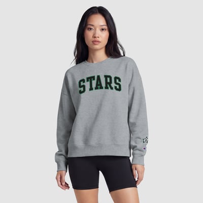  Dallas Stars Champion Women's Applique Crewneck Sweatshirt - Heather Gray