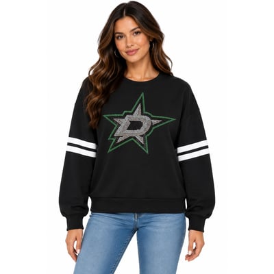 Dallas Stars FABGATING by Cuce Women's Ultra-Soft Crystal Fleece Sweatshirt - Black/White