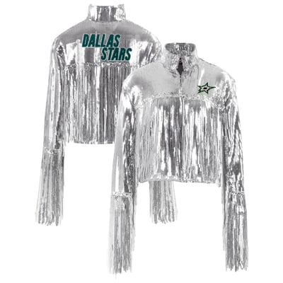  Dallas Stars FABGATING by Cuce Women's Cropped Sequin Fringe Blazer - Silver