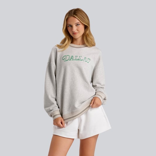 Dallas Stars lululemon Women's Perfectly Oversized Hip-Length Ringer Sweatshirt - Heathered Core Ultra Light Grey