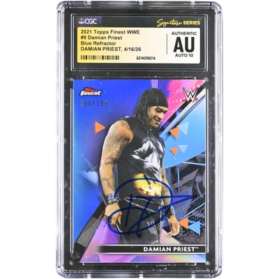 Damian Priest WWE Autographed 2021 Topps Finest Blue Refractor #9 #/150 CGC Fanatics Witnessed Authenticated AUTO 10 Card
