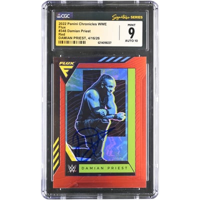 Damian Priest WWE Autographed 2022 Panini Chronicles Flux Red #348 #/199 CGC Fanatics Witnessed Authenticated 9/10 Card