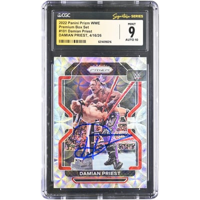Damian Priest WWE Autographed 2022 Panini Prizm Premium Box Set #101 #/199 CGC Fanatics Witnessed Authenticated 9/10 Card