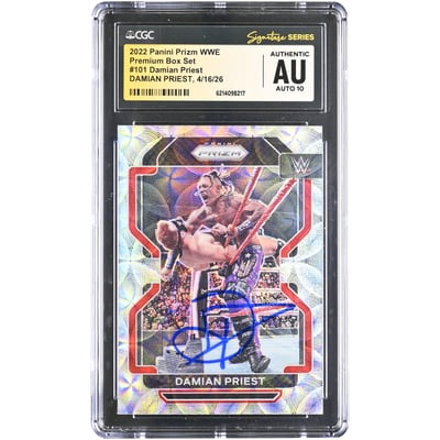 Damian Priest WWE Autographed 2022 Panini Prizm Premium Box Set #101 #/199 CGC Fanatics Witnessed Authenticated AUTO 10 Card