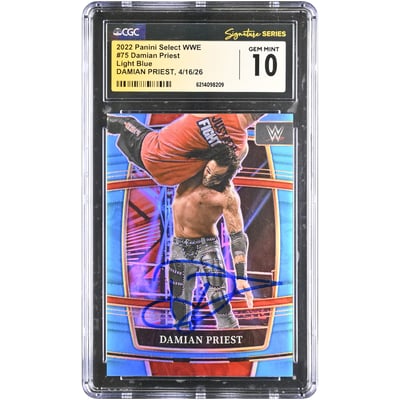 Damian Priest WWE Autographed 2022 Panini Select Light Blue #75 #/299 CGC Fanatics Witnessed Authenticated GEM MINT 10 Card
