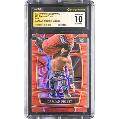 Damian Priest WWE Autographed 2022 Panini Select Red #75 #/249 CGC Fanatics Witnessed Authenticated 10/10 Card