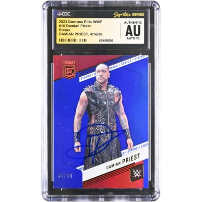 Damian Priest WWE Autographed 2023 Donruss Elite Status #10 #/80 CGC Fanatics Witnessed Authenticated AUTO 10 Card