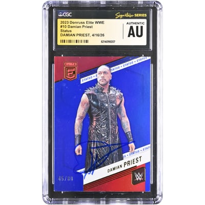 Damian Priest WWE Autographed 2023 Donruss Elite Status #10 #/80 CGC Fanatics Witnessed Authenticated Card