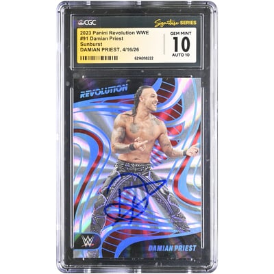 Damian Priest WWE Autographed 2023 Panini Revolution Sunburst #91 #/99 CGC Fanatics Witnessed Authenticated 10/10 Card