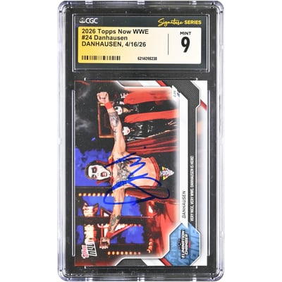 Danhausen WWE Autographed 2026 Topps Now #24 CGC Fanatics Witnessed Authenticated MINT 9 Card