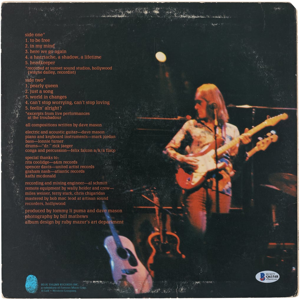 Dave Mason Autographed Fanatics Authentic Headkeeper Album - BAS